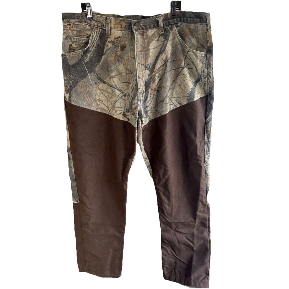 Wrangler Real Tree Hardwoods Camo Pants Rugged Wear Brush Guard Men's Size 42x30